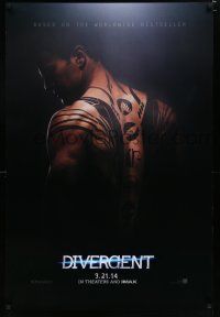 7k229 DIVERGENT teaser DS 1sh '14 cool image of Theo James' back tattoos!