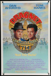 7k238 DRAGNET advance 1sh '87 Dan Aykroyd as detective Joe Friday with Tom Hanks, art by McGinty!