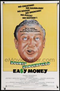 7k247 EASY MONEY 1sh '83 wacky headshot artwork of screwball Rodney Dangerfield!
