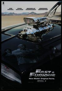 7k272 FAST & FURIOUS teaser DS 1sh '09 Vin Diesel, Paul Walker, blown R/T Charger!