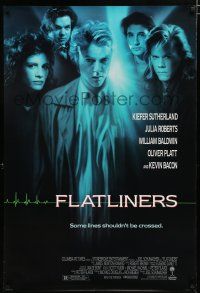 7k287 FLATLINERS 1sh '90 Kiefer Sutherland, Julia Roberts, Kevin Bacon, Baldwin!