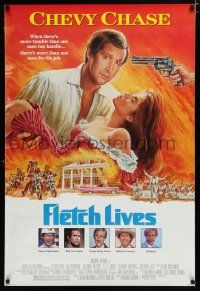 7k288 FLETCH LIVES DS 1sh '89 Chevy Chase, Phillips, Gone With the Wind parody art!