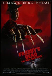 7k294 FREDDY'S DEAD 1sh '91 great close up Freddy Krueger's hat, claws & sweater!