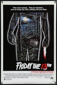 7k297 FRIDAY THE 13th 1sh R80s great Alex Ebel art, slasher classic, 24 hours of terror!