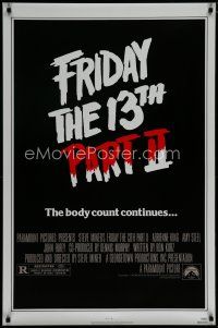 7k298 FRIDAY THE 13th PART II 1sh R80s slasher horror sequel, body count continues!