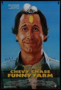7k303 FUNNY FARM 1sh '88 smiling Chevy Chase w/egg on his face by Steven Chorney!
