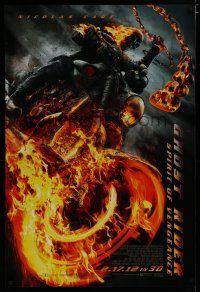 7k309 GHOST RIDER: SPIRIT OF VENGEANCE advance DS 1sh '12 Nicolas Cage, fiery motorcycle!