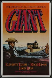 7k310 GIANT 1sh R83 best image of James Dean reclined in car, George Stevens classic!