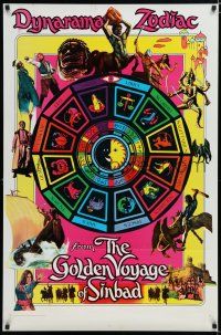 7k319 GOLDEN VOYAGE OF SINBAD teaser 1sh '73 Ray Harryhausen, cool different zodiac artwork!
