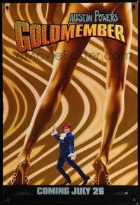7k321 GOLDMEMBER foil teaser DS 1sh '02 Mike Meyers as Austin Powers between sexy legs!