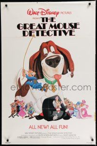 7k328 GREAT MOUSE DETECTIVE 1sh '86 Walt Disney's crime-fighting Sherlock Holmes rodent cartoon!