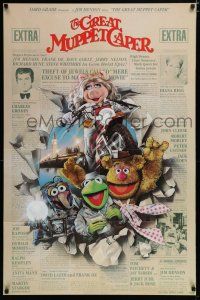 7k330 GREAT MUPPET CAPER 1sh '81 Jim Henson, Kermit the frog, great Struzan artwork!