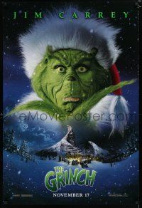 7k333 GRINCH teaser DS 1sh '00 Jim Carrey, Ron Howard, Dr. Seuss' classic Christmas story!