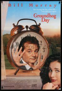 7k334 GROUNDHOG DAY 1sh '93 Bill Murray, Andie MacDowell, directed by Harold Ramis!