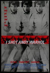 7k385 I SHOT ANDY WARHOL 1sh '96 cool multiple images of Lili Taylor pointing gun!