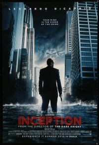 7k391 INCEPTION advance DS 1sh '10 Christopher Nolan, Leonardo DiCaprio standing in water!