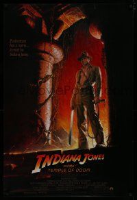 7k397 INDIANA JONES & THE TEMPLE OF DOOM 1sh '84 adventure is Ford's name, Bruce Wolfe art!