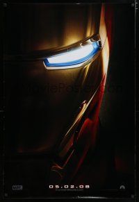 7k405 IRON MAN teaser DS 1sh '08 Robert Downey Jr. is Iron Man, cool close-up of mask!