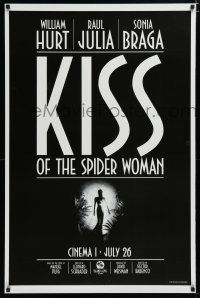 7k437 KISS OF THE SPIDER WOMAN advance 1sh '85 cool artwork of sexy Sonia Braga in spiderweb dress!