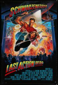 7k447 LAST ACTION HERO 1sh '93 cool artwork of Arnold Schwarzenegger by Morgan!
