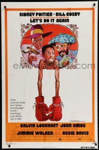 7k461 LET'S DO IT AGAIN 1sh '75 wacky art of Sidney Poitier, Bill Cosby, & Jimmie Walker!