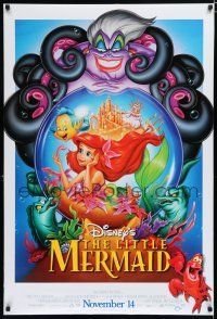 7k473 LITTLE MERMAID advance DS 1sh R97 great image of Ariel & cast, Disney underwater cartoon!