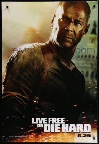 7k475 LIVE FREE OR DIE HARD style A teaser DS 1sh '07 Bruce Willis by the U.S. capitol building!