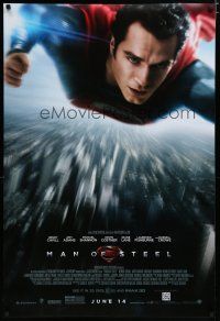 7k501 MAN OF STEEL advance DS 1sh '13 Henry Cavill in the title role as Superman flying!