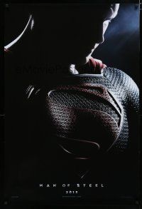 7k502 MAN OF STEEL teaser DS 1sh '13 close-up of Henry Cavill in the title role as Superman!