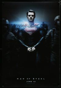 7k503 MAN OF STEEL teaser DS 1sh '13 Henry Cavill in the title role as Superman handcuffed!