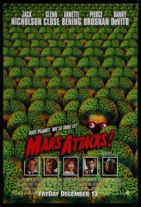 7k510 MARS ATTACKS! advance DS 1sh '96 directed by Tim Burton, great image of many alien brains!