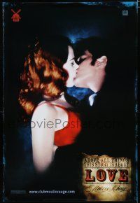 7k550 MOULIN ROUGE style D teaser DS 1sh '01 sexy Nicole Kidman & Ewan McGregor kissing!