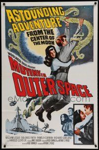 7k558 MUTINY IN OUTER SPACE 1sh '64 wacky sci-fi, astounding adventure from the moon's center!