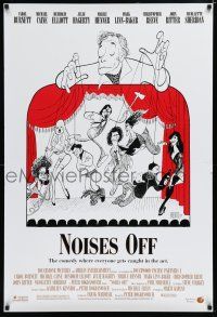 7k572 NOISES OFF DS 1sh '92 great wacky Al Hirschfeld art of cast as puppets!