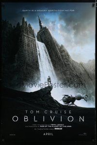 7k573 OBLIVION teaser DS 1sh '13 Morgan Freeman, image of Tom Cruise & waterfall in city!