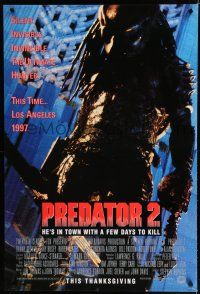 7k616 PREDATOR 2 advance DS 1sh '90 Danny Glover, Gary Busey, cool sci-fi sequel!