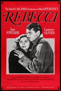7k641 REBECCA 1sh R90s Alfred Hitchcock, Laurence Olivier & Joan Fontaine!