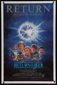 7k650 RETURN OF THE JEDI 1sh R85 George Lucas classic, Mark Hamill, Ford, Tom Jung art!