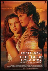 7k655 RETURN TO THE BLUE LAGOON advance DS 1sh '91 romantic image of Milla Jovovich & Brian Krause!