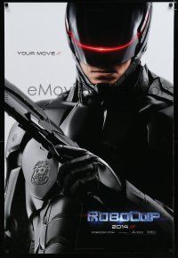 7k664 ROBOCOP teaser DS 1sh '14 cool close-up of Joel Kinnaman in the title role, your move!