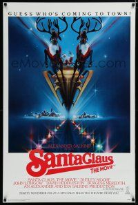 7k674 SANTA CLAUS THE MOVIE advance 1sh '85 Bob Peak art of Santa & his reindeer sleigh!