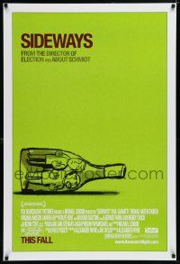 7k702 SIDEWAYS advance DS 1sh '04 Alexander Payne classic, cool art of men in bottle!