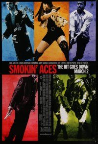 7k721 SMOKIN' ACES advance DS 1sh '07 Ben Affleck, Jason Bateman, Ryan Reynolds, Alicia Keys!