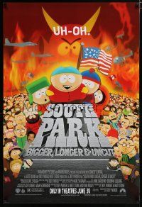 7k727 SOUTH PARK: BIGGER, LONGER & UNCUT advance DS 1sh '99 Parker & Stone animated musical!