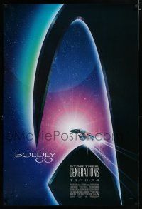 7k742 STAR TREK: GENERATIONS advance 1sh '94 cool sci-fi art of the Enterprise, Boldly Go!
