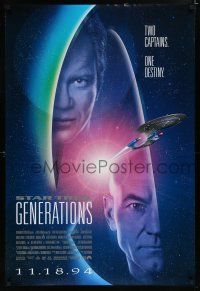7k744 STAR TREK: GENERATIONS DS int'l advance 1sh '94 Patrick Stewart as Picard, William Shatner as Kirk!