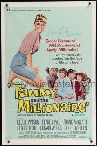 7k757 TAMMY & THE MILLIONAIRE 1sh '67 sexy Debbie Watson learns facts of love, from the TV show!