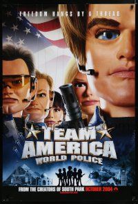 7k760 TEAM AMERICA: WORLD POLICE thread teaser DS 1sh '04 Parker & Stone, freedom hangs by a thread!