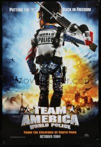 7k761 TEAM AMERICA: WORLD POLICE teaser DS 1sh '04 Parker & Stone, Putting the 'F' back in freedom!