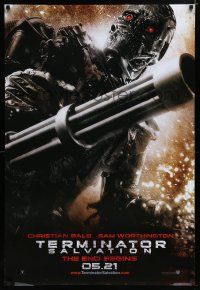 7k765 TERMINATOR SALVATION 5-21 teaser DS 1sh '09 Christian Bale, Worthington, cyborg action!